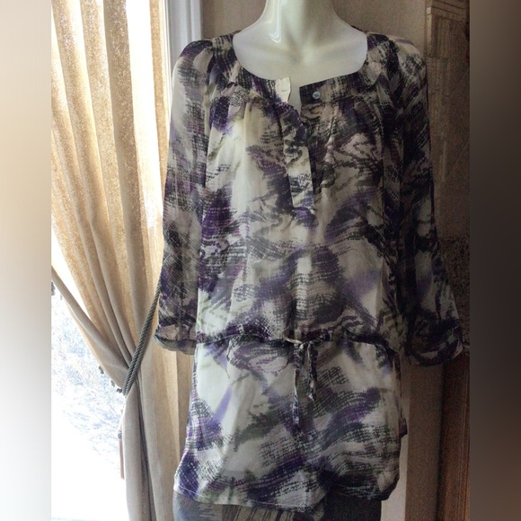 Mario Serrani Tops - Mario Serrani Purple and Gray Blouse